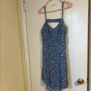 Blue Floral Spaghetti Strap Dress